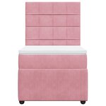 vidaXL Sommier à lattes de lit avec matelas Rose 90x200 cm Velours