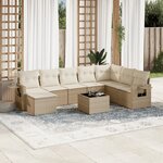 vidaXL Salon de jardin avec coussins 9 Pièces beige résine tressée