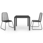 vidaXL Ensemble à manger de jardin 3 Pièces PVC résine tressée noir