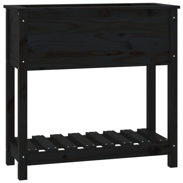 vidaXL Jardinière avec étagère Noir 82 5x34 5x81 cm Bois massif de pin