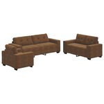 Ensemble de canapé 3 pièces avec coussins en similicuir marron