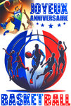 65-1424 Carte Joyeux ANNIVERSAIRE BASKETBALL en Bleu Brillant avec Enveloppe 12x17 5cm Pour sportif sportive basketteur basketteuse champion panier parquet supporter équipe France Jeux Olympiques