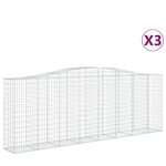 vidaXL Paniers à gabions arqués 3 Pièces 400x50x140/160 cm Fer galvanisé