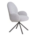 Chaise pivotante en bouclé blanc avec pieds gris
