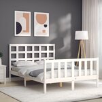 vidaXL Cadre de lit avec tête de lit blanc 140x200 cm bois massif