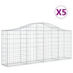 vidaXL Paniers à gabions arqués 5 Pièces 200x30x80/100 cm Fer galvanisé