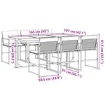 vidaXL Ensemble à manger de jardin 7 Pièces avec coussins noir textilène
