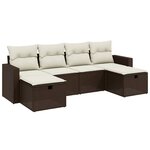 vidaXL Salon de jardin avec coussins 6 Pièces marron résine tressée
