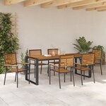 Ensemble de Salle à Manger de Jardin de 7 Pièces vidaXL Noir Poly Rattan Acacia
