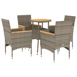 vidaXL Ensemble à manger de jardin et coussins 5 Pièces gris rotin acacia