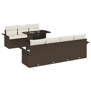 vidaXL Ensemble de canapé de jardin 8 Pièces Marron Poly rotin