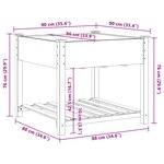 Jardinière vidaXL avec étagère 90x90x76 cm en bois massif de sapin