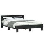 vidaXL Cadre de lit avec tête de lit noir 140x190 cm bois d'ingénierie