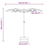 vidaXL Parasol de jardin à double tête anthracite 316x240 cm