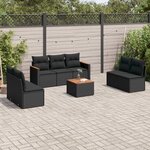 vidaXL Salon de jardin 8 Pièces avec coussins noir résine tressée
