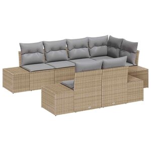 vidaXL Ensemble de canapé de jardin 7 Pièces Beige et Gris clair