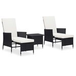 vidaXL Salon de jardin 3 Pièces avec coussins Résine tressée Noir