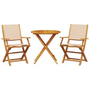 vidaXL Ensemble de bistro 3 Pièces beige tissu et bois massif