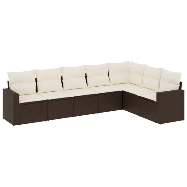 vidaXL Salon de jardin avec coussins 7 Pièces marron résine tressée