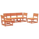 vidaXL Salon de jardin 5 Pièces cire marron bois de pin massif