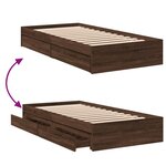 vidaXL Cadre de lit et tiroirs chêne marron 75x190cm bois d'ingénierie