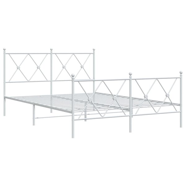 vidaXL Cadre de lit métal avec tête de lit/pied de lit blanc 137x190cm
