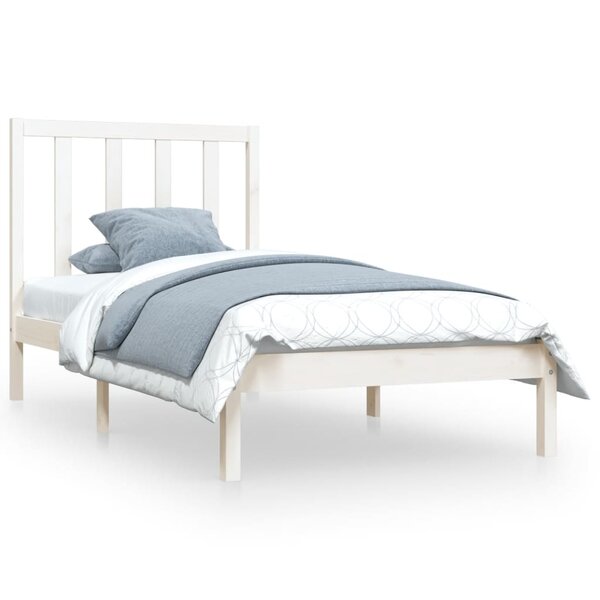 vidaXL Cadre de lit Blanc Bois de pin massif 75x190 cm Petit simple