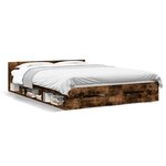 vidaXL Cadre de lit à tiroirs chêne fumé 140x200 cm bois d'ingénierie