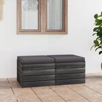 vidaXL Repose-pieds palette de jardin 2 Pièces avec coussins Bois de pin