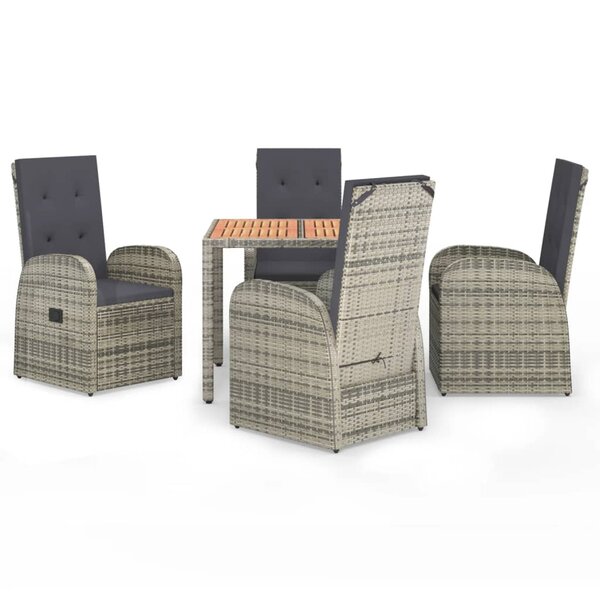 vidaXL Ensemble à manger de jardin 5 Pièces coussins gris résine tressée