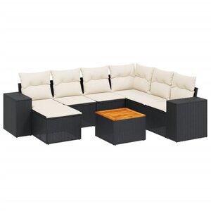 vidaXL Salon de jardin 8 Pièces avec coussins noir résine tressée