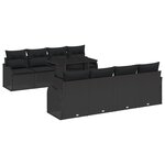 Ensemble de Canapé de Jardin 9 pièces vidaXL avec Coussins en Rattan Poly Noir