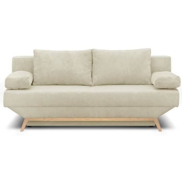 Banquette convertible 3 places - Coffre de rangement - Tissu velours côtelé beige - 190 x 92 x 84 cm - TEIJO