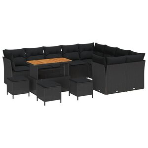vidaXL Ensemble de canapé de jardin 13 Pièces Noir polyrotin