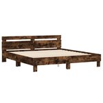 vidaXL Cadre de lit avec tête de lit et LED chêne fumé 180x200 cm