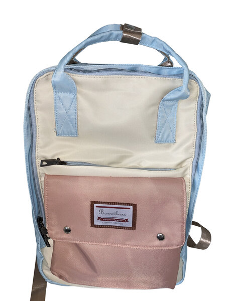 Sac à dos cartable blanc bleu avec anse et bretelle idéal collège  lycée   scolaire ou ordinateur portable