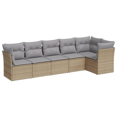 vidaXL Salon de jardin avec coussins 6 Pièces beige résine tressée