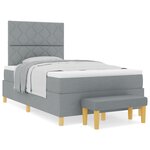 vidaXL Lit à sommier avec matelas et banc Gris clair 120x200 cm Tissu