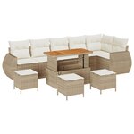 Ensemble de 10 Pièces de Canapé de Jardin avec Coussins Beige Rattan Poly Acacia