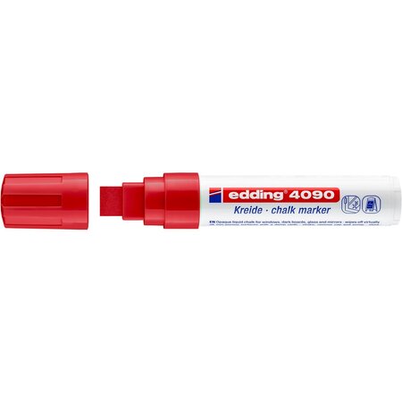 Marqueur Craie Liquide 4090 Verre Fenêtre Ardoise Rouge Pointe Biseautée 4-15 mm EDDING