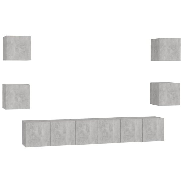 vidaXL Ensemble de meubles TV 7 Pièces Gris béton Bois d'ingénierie
