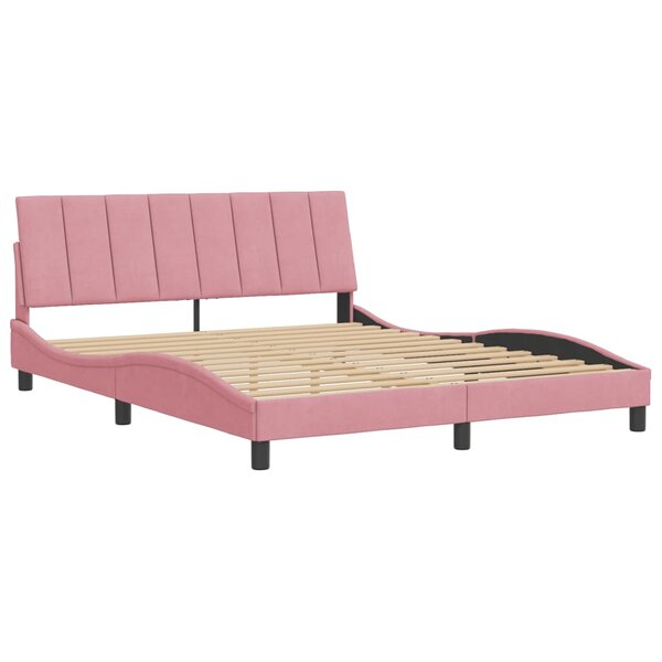 vidaXL Cadre de lit avec tête de lit Rose 160x200 cm Velours