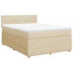 vidaXL Sommier à lattes de lit avec matelas Crème 140x190 cm Tissu