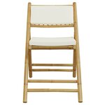 vidaXL Ensemble de bistro pliante 3 Pièces et coussins blanc crème bambou