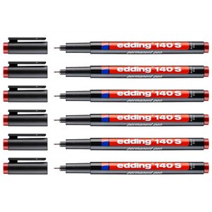 Feutre Permanent 140S Rouge Pointe Super Fine 0 3 mm x 6 EDDING