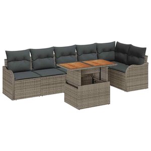 vidaXL Ensemble de canapé de jardin avec coussin 7 Pièces Gris