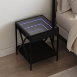 vidaXL Table de chevet avec LED infini noir 40x40x49 cm