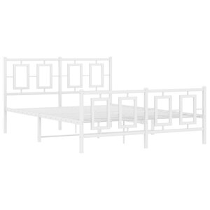 vidaXL Cadre de lit métal avec tête de lit/pied de lit blanc 135x190cm