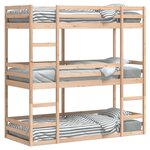vidaXL Lit superposé triple 80x200 cm bois de pin massif
