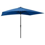 vidaXL Parasol avec LED et mât en acier Bleu azuré 2x3 m